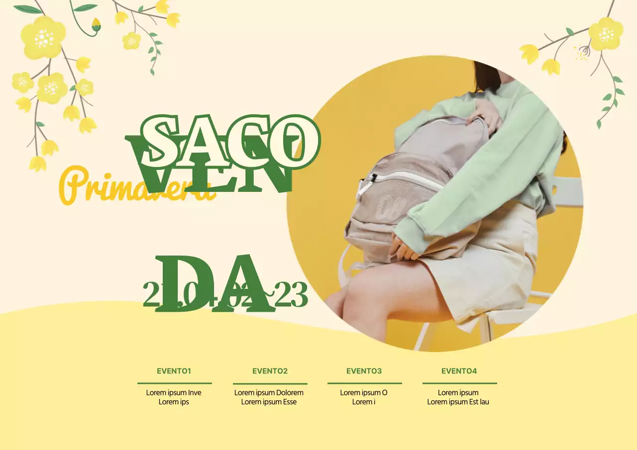 Amarelo Verde Foto em destaque Sacos de primavera bem arrumados Promover um evento de saldos