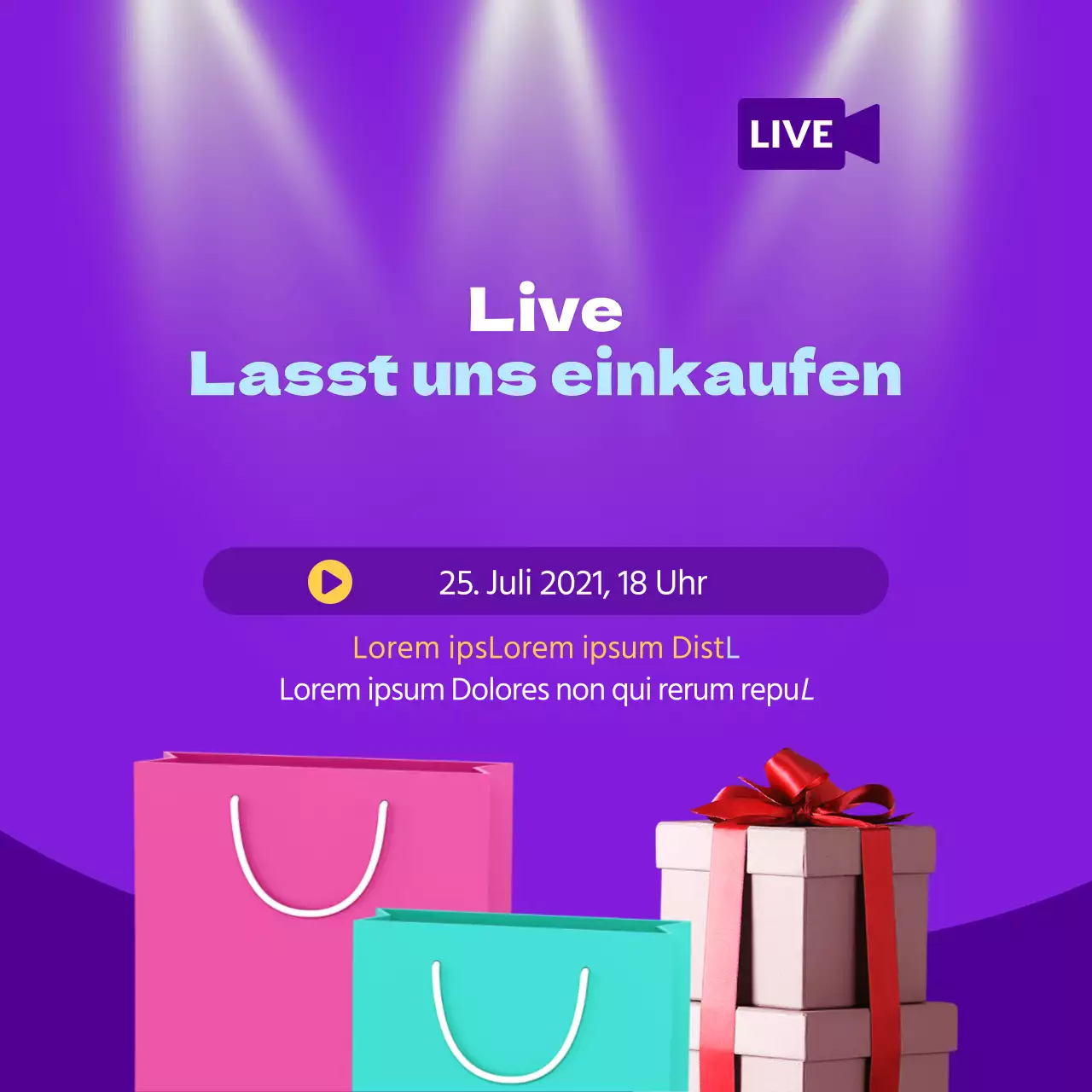 Live-Shopping-Design in Lila