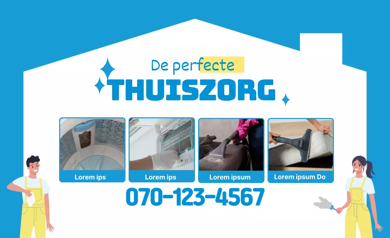 Promoot je thuiszorg schoonmaakdienst met een blauwe illustratie foto