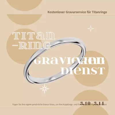 Kostenlose Gravur auf diesem modernen Titanring in Beigetönen