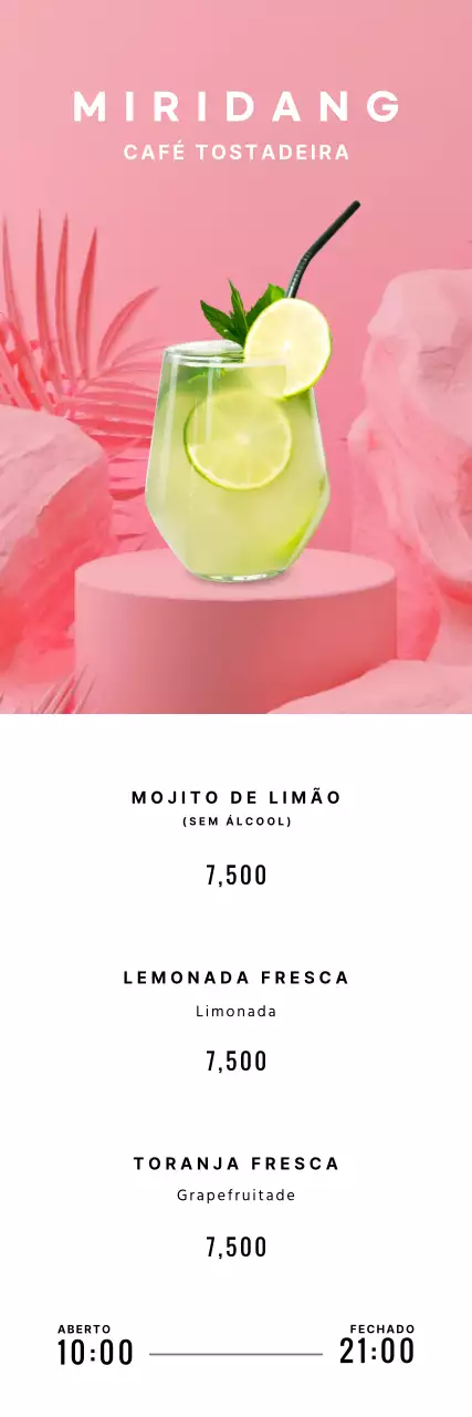 Bebidas de verão sobre um fundo tropical cor-de-rosa