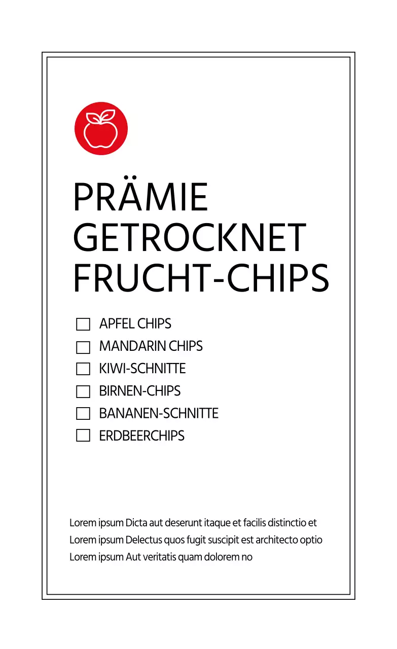 Weißer einfacher Fruchtchip-Etikettenaufkleber