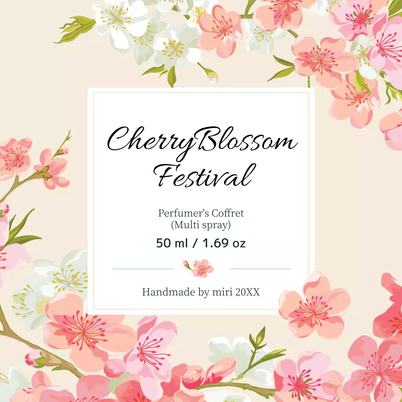 ピンクのイラストのヴィンテージ感のある香水ラベル