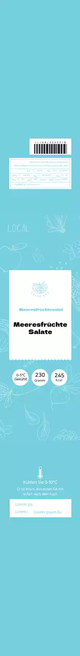Blauer sauberer Salat Lebensmittelfakten-Etikett