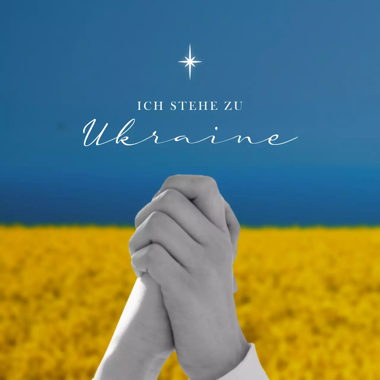 Der Hintergrund des Fotos ist der Krieg in der Ukraine