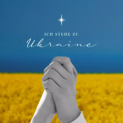 Der Hintergrund des Fotos ist der Krieg in der Ukraine