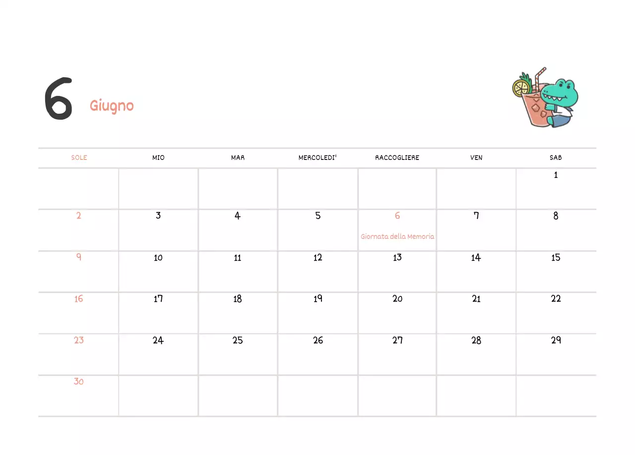 Un calendario con un simpatico concetto di illustrazione di Argo