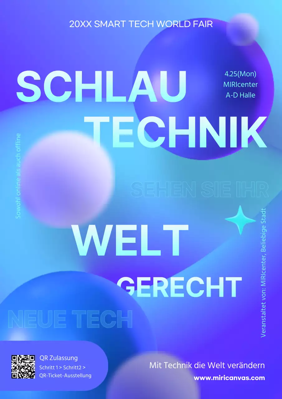 Der blaue, geometrische World Smart Tech Fair Veranstaltungsführer
