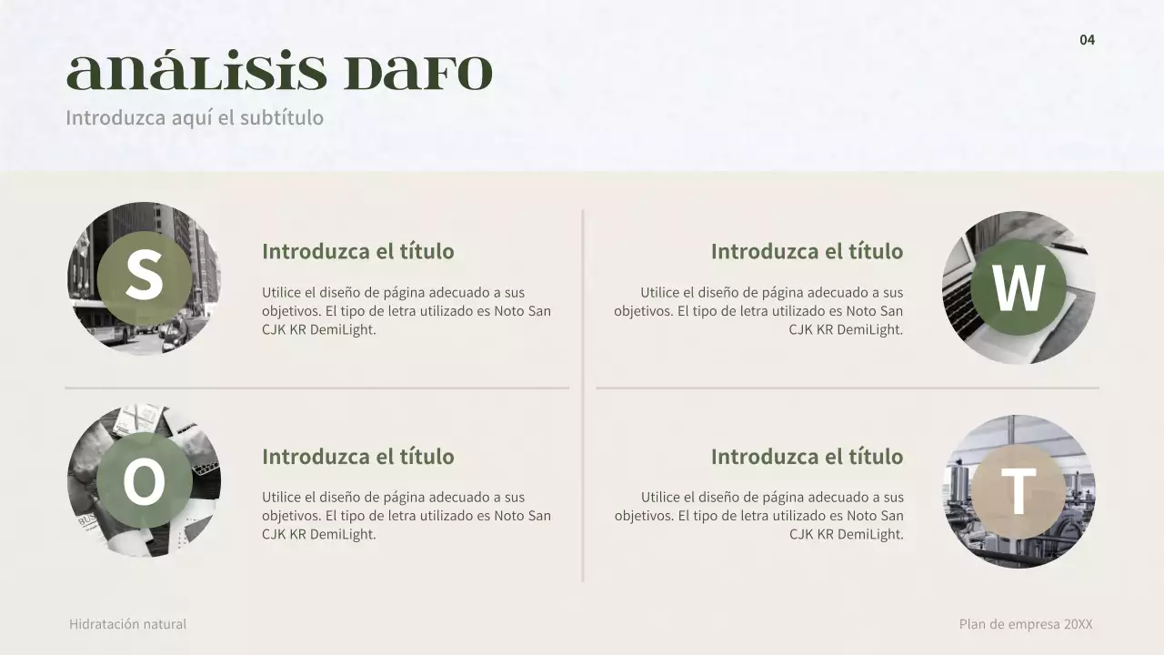 Plan de negocio para un concepto de dermocosmética verde oscuro