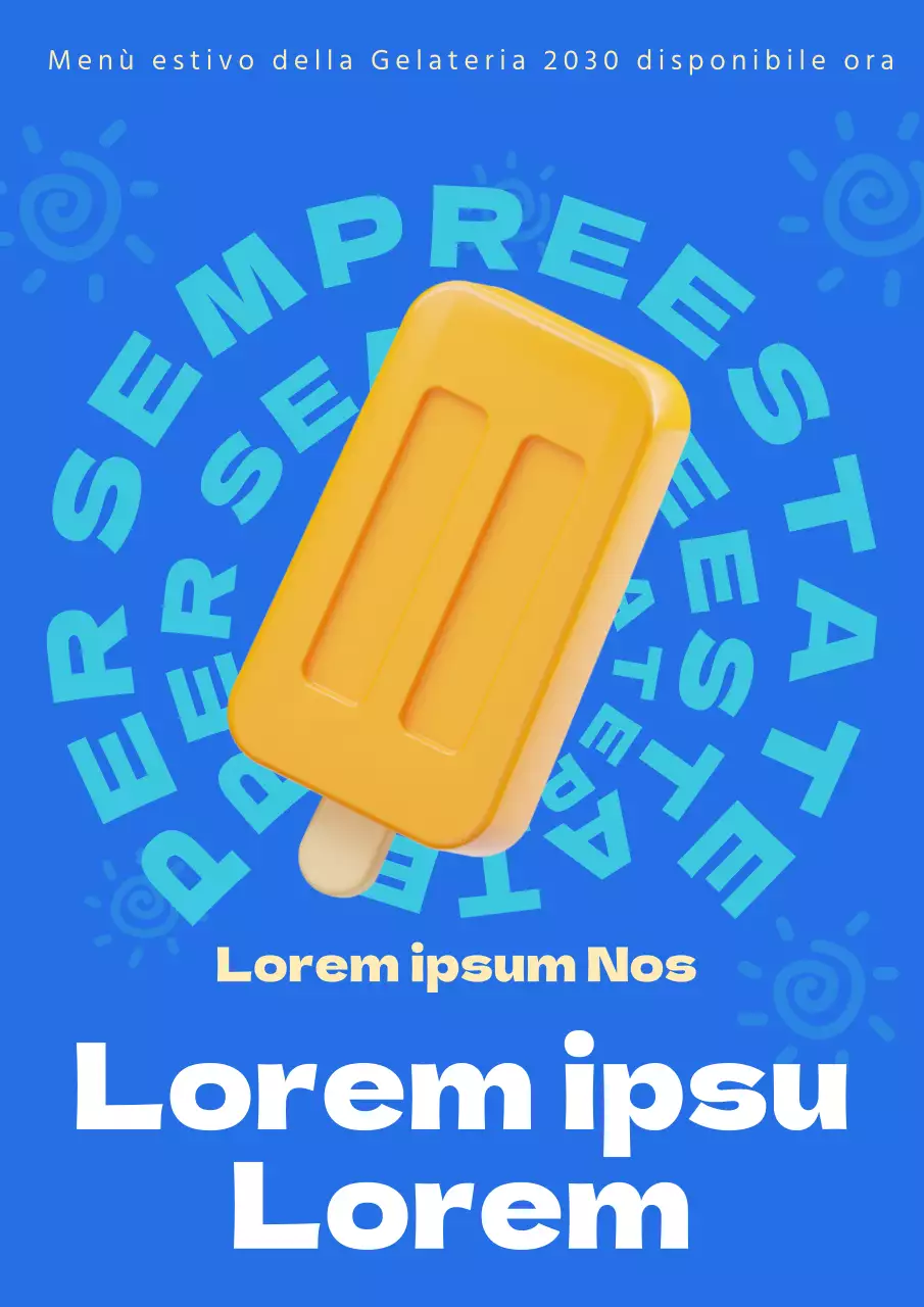 Promuovere un nuovo menu di gelati con una combinazione di colori blu freddo