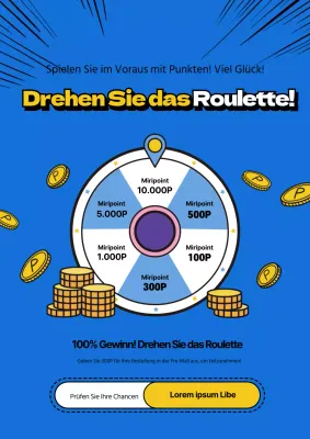 Werben Sie für eine Roulette-Veranstaltung mit einer blau-gelben Roulette-Illustration