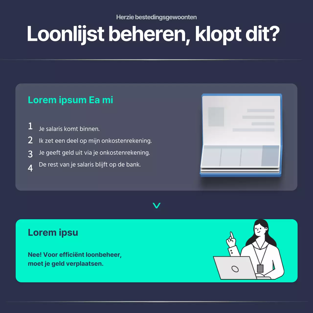 Navy Mint Netjes Sociaal Beginner Financieel Onderwijs CardNews