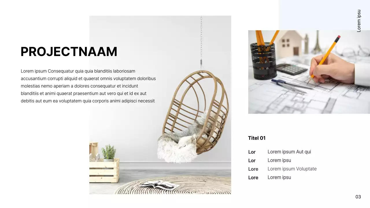 Portfolio voor eenvoudige interieurontwerper in wit en lichtblauw