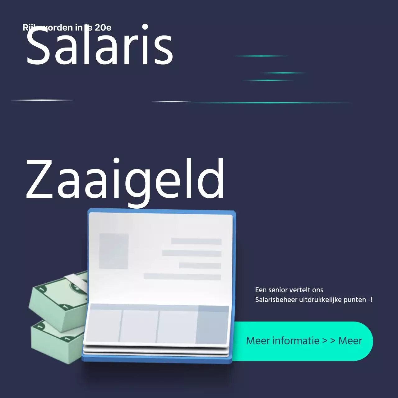 Navy Mint Netjes Sociaal Beginner Financieel Onderwijs CardNews