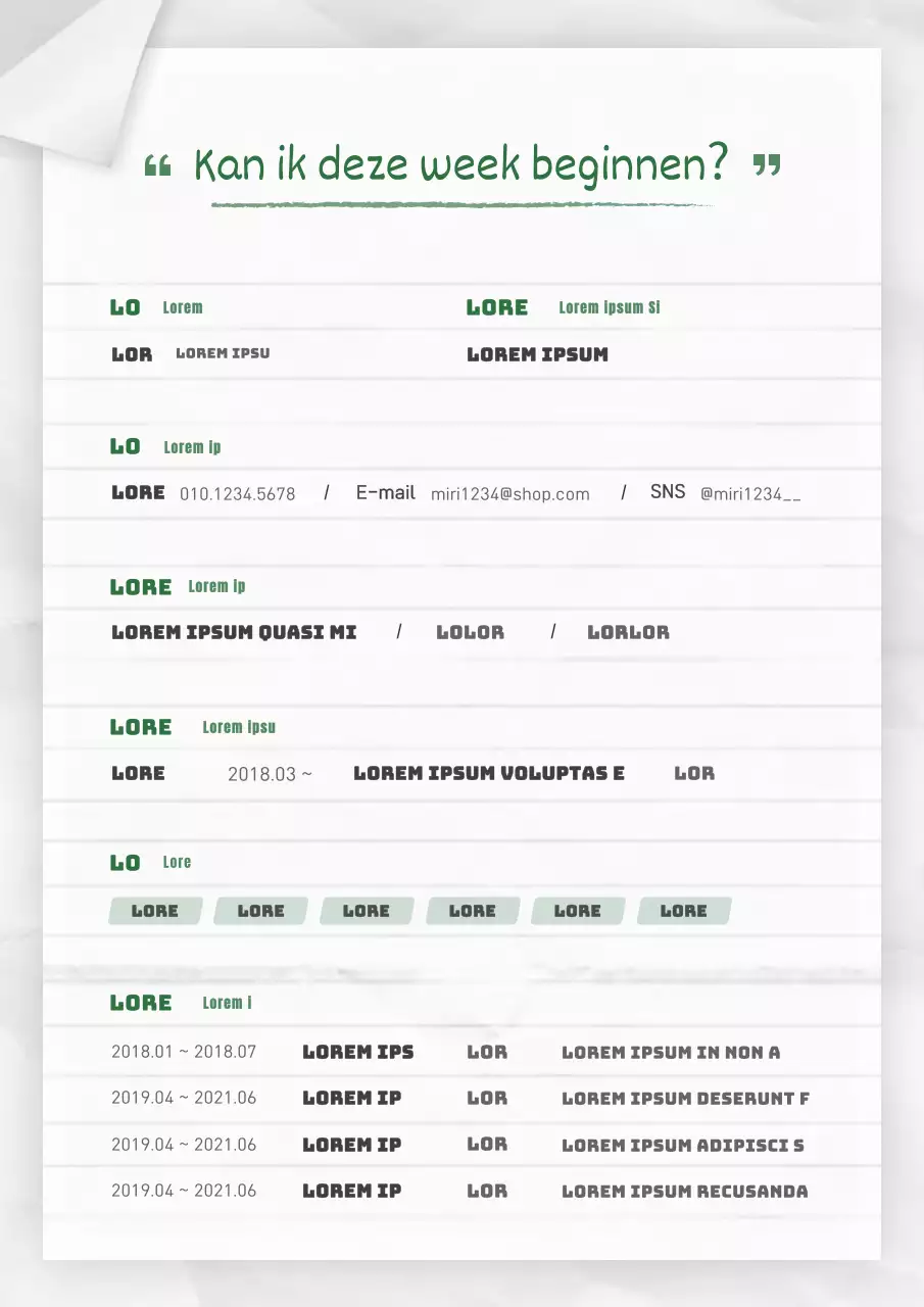 Een net wit en groen gelinieerd notitieboekje concept parttime solliciteren