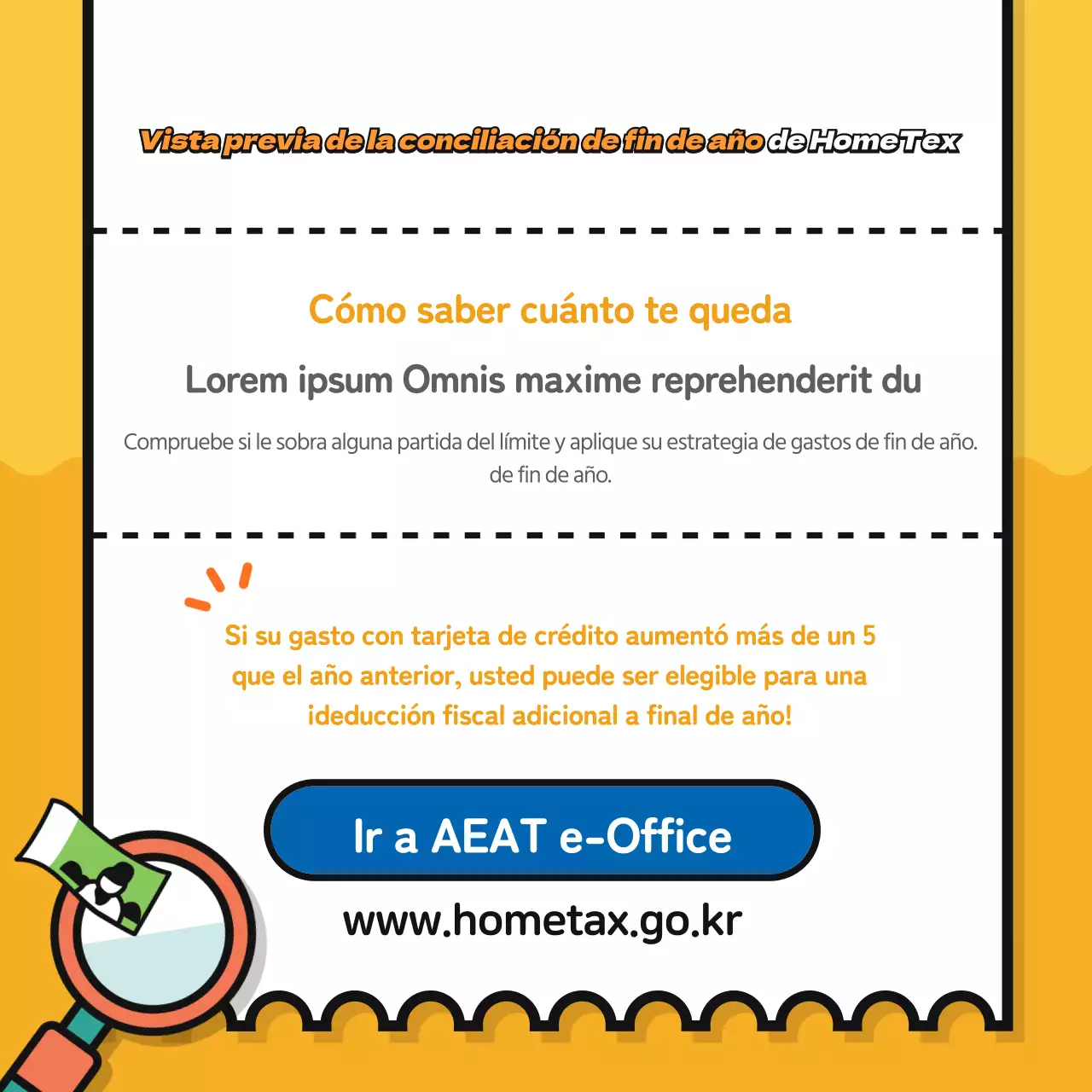 Recibo con fondo amarillo tarjeta de liquidación de fin de añonoticias