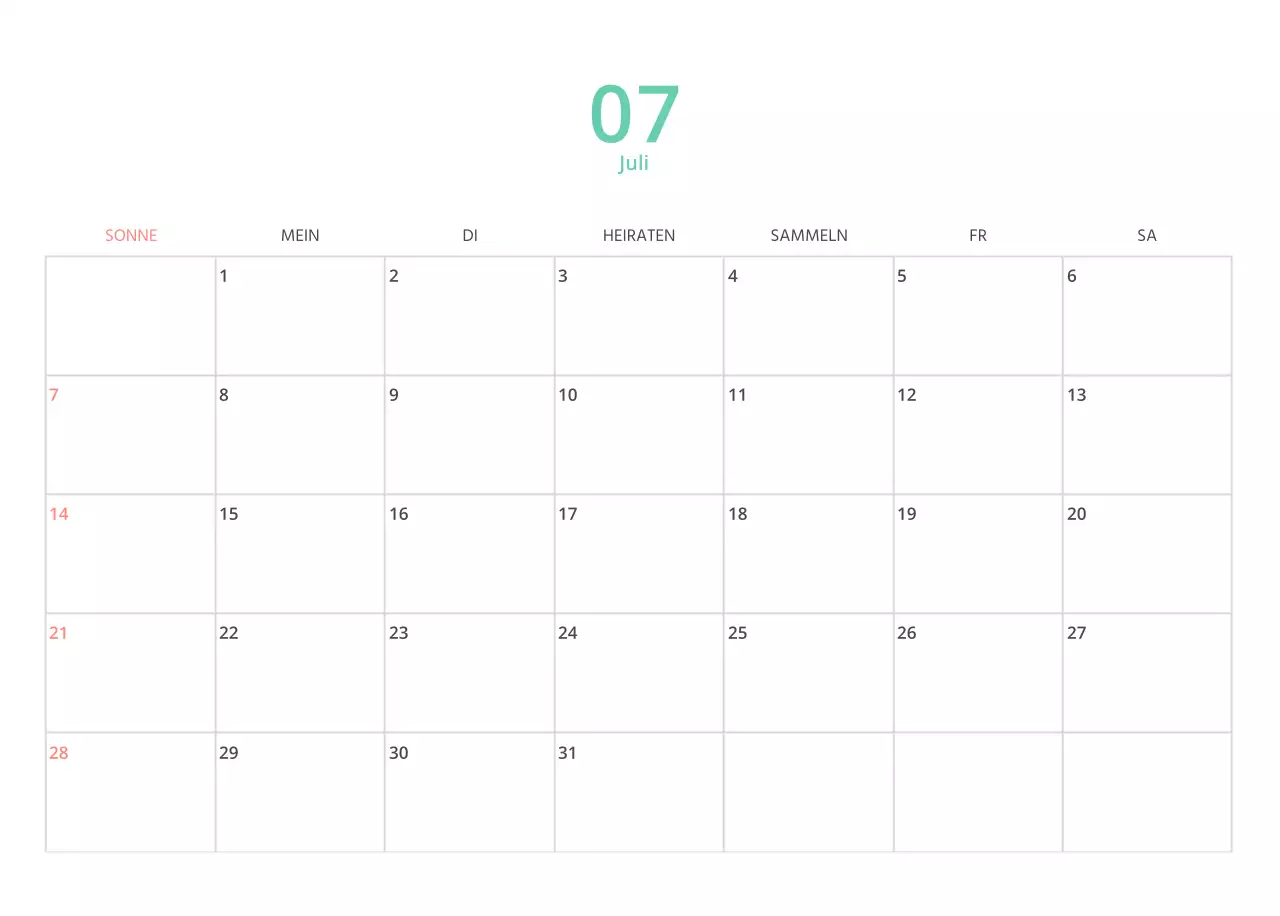 Mehrfarbiger Bildkalender