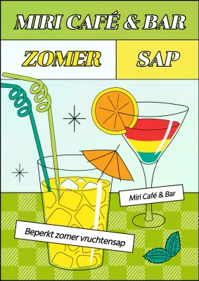 Introductie van de zomerse seizoenssap met een leuk illustratieconcept in chartreuse en geel