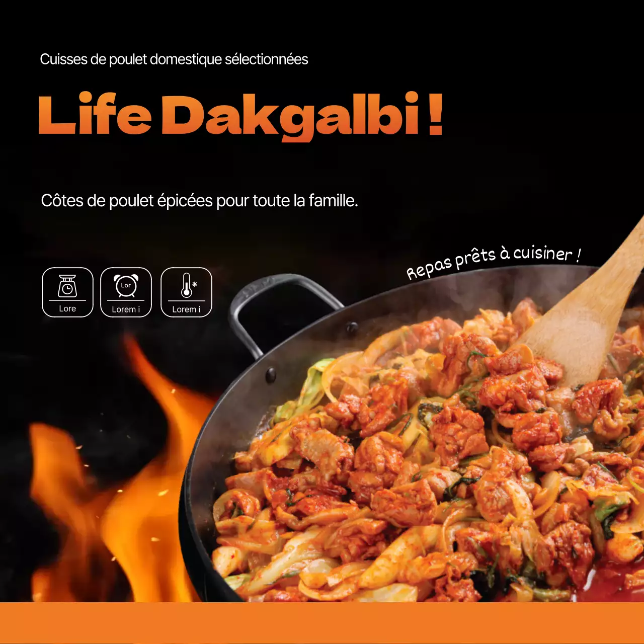 Kit repas pour poulet grillé Promote Orange Black Charcoal