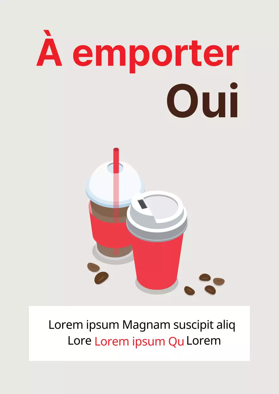 Illustration rouge grise coronavirus café à emporter