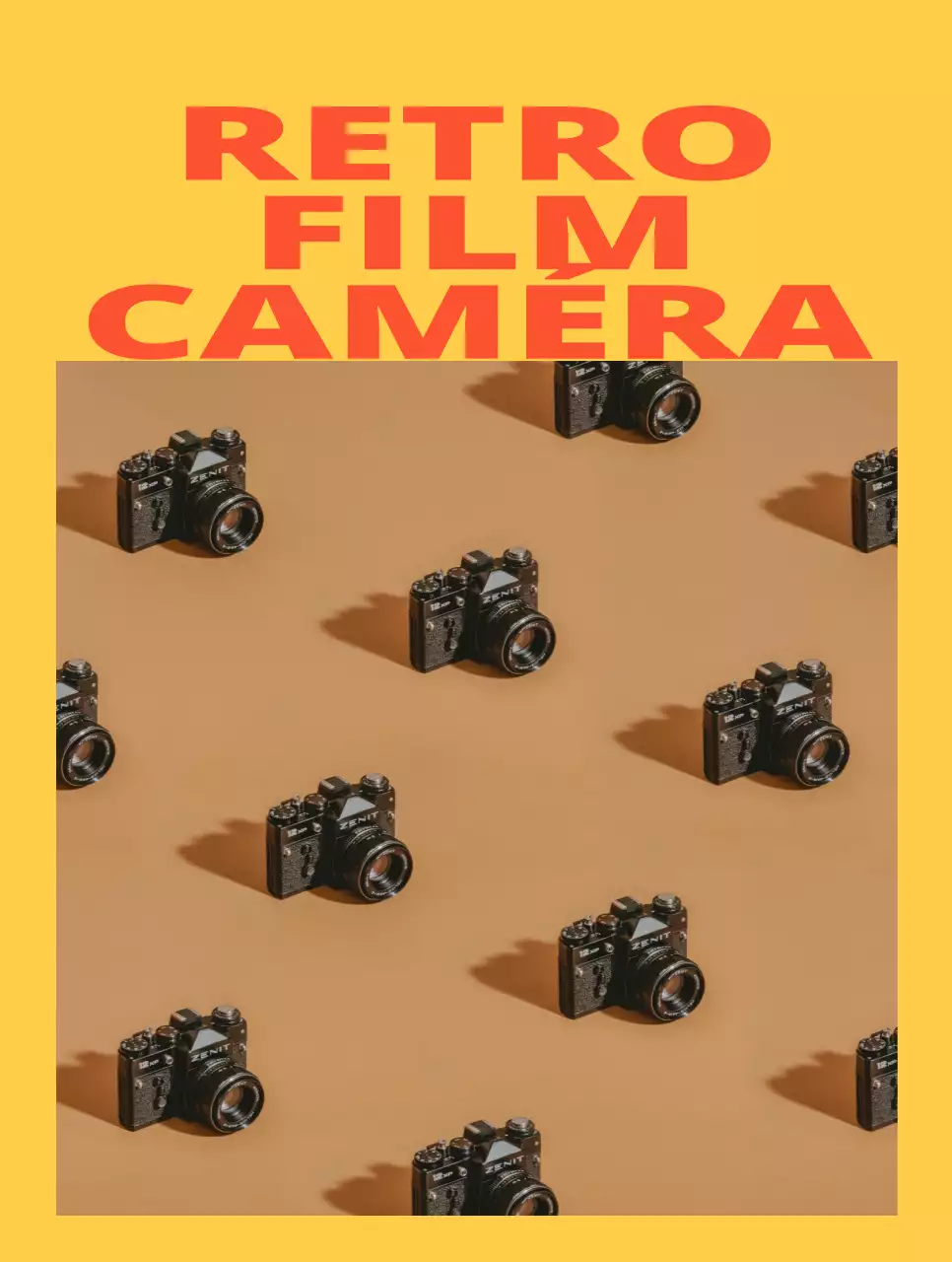 Des marchandises au concept branché avec des cadres et des photos dans des couleurs vives et saturées.