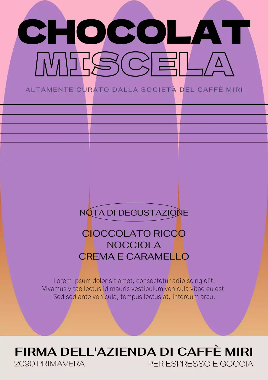 Chicchi di caffè grafici in malva