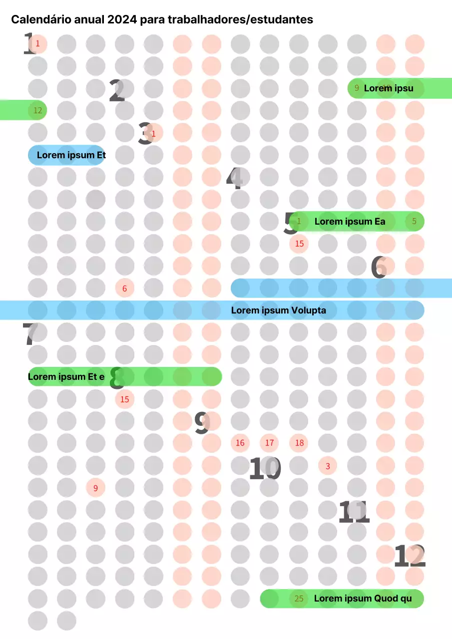 Um calendário ou planeador anual simples e limpo para trabalhadores de escritório e estudantes com um fundo cinzento