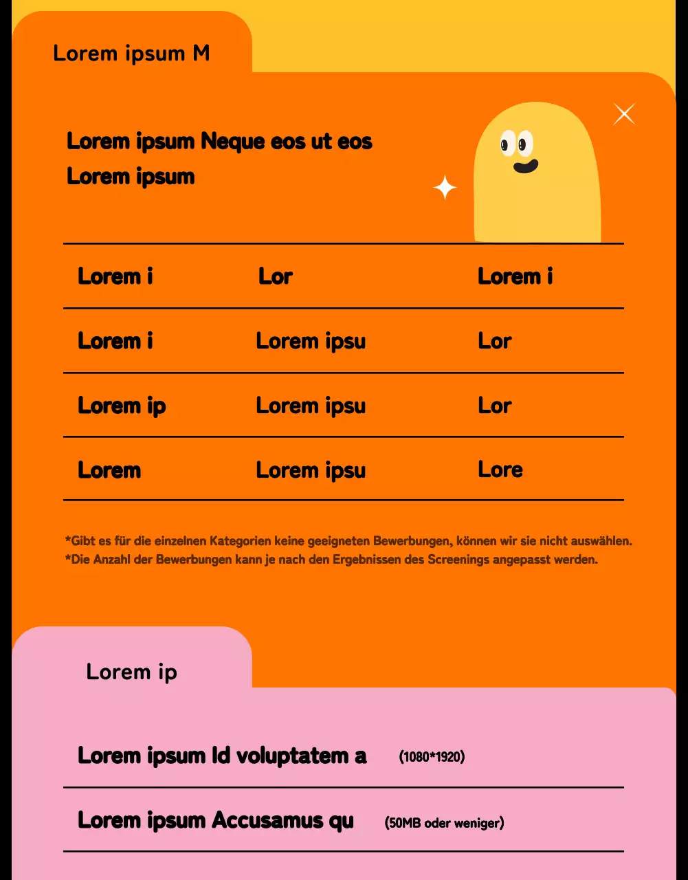 Niedlicher Kurzform-Wettbewerb mit bunten Formen und Illustrationen