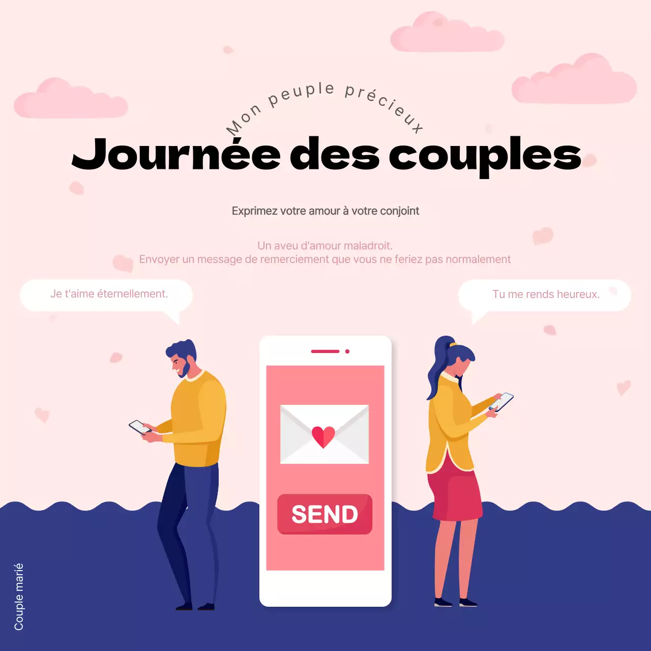 Remerciements rose et bleu marine pour les fêtes de fin d'année (carrés de médias sociaux)