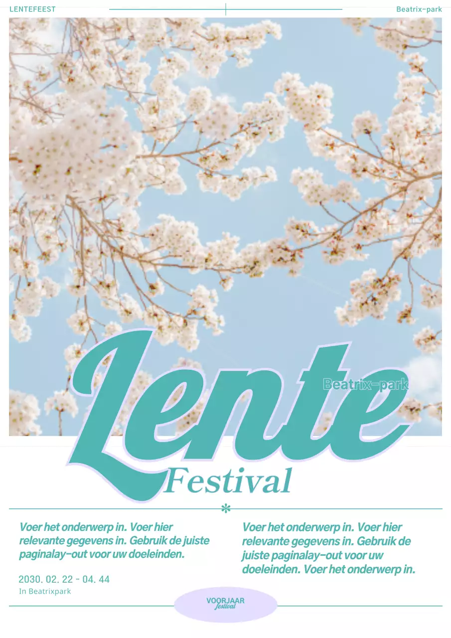 Witte kersenbloesems vintage concept festival poster