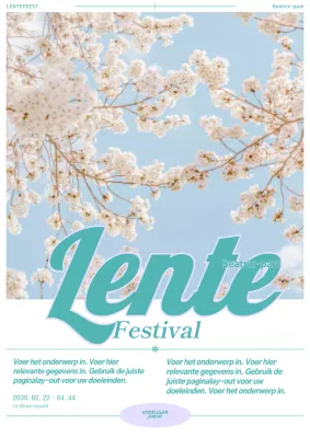Witte kersenbloesems vintage concept festival poster