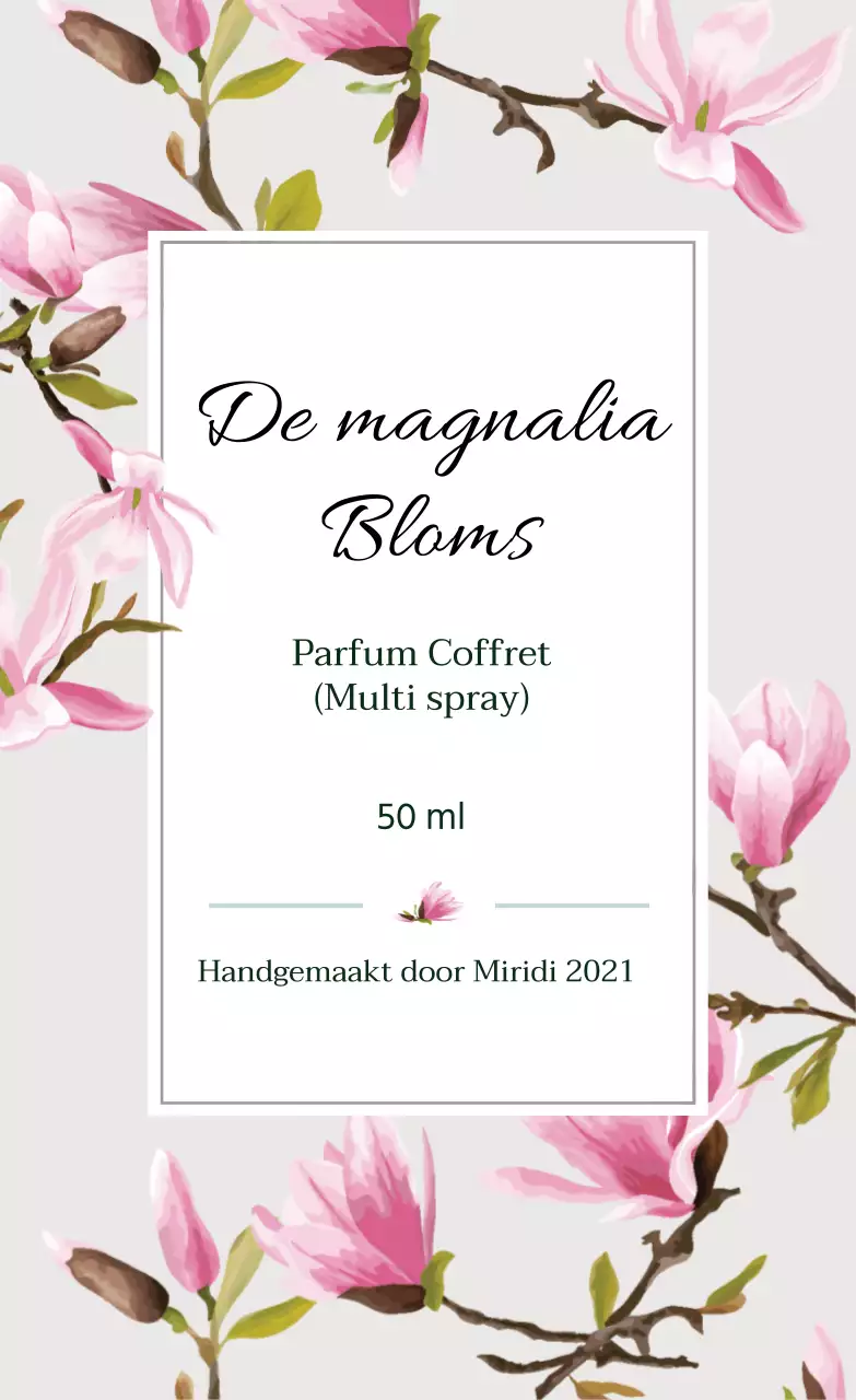 Vintage parfumlabel met grijze illustratie