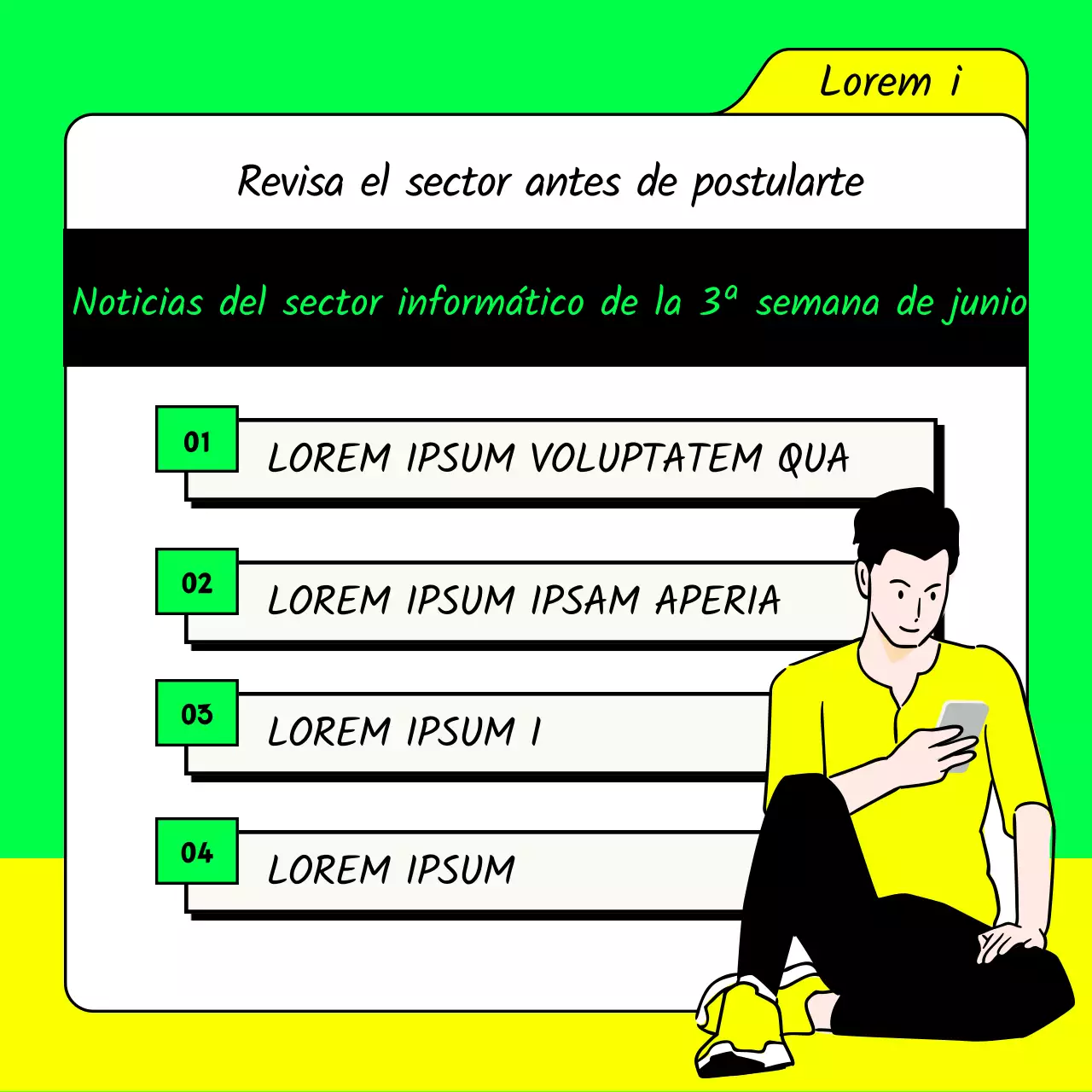 Recomendaciones de trabajo para empresas de TI en verde lima y amarillo fluorescente