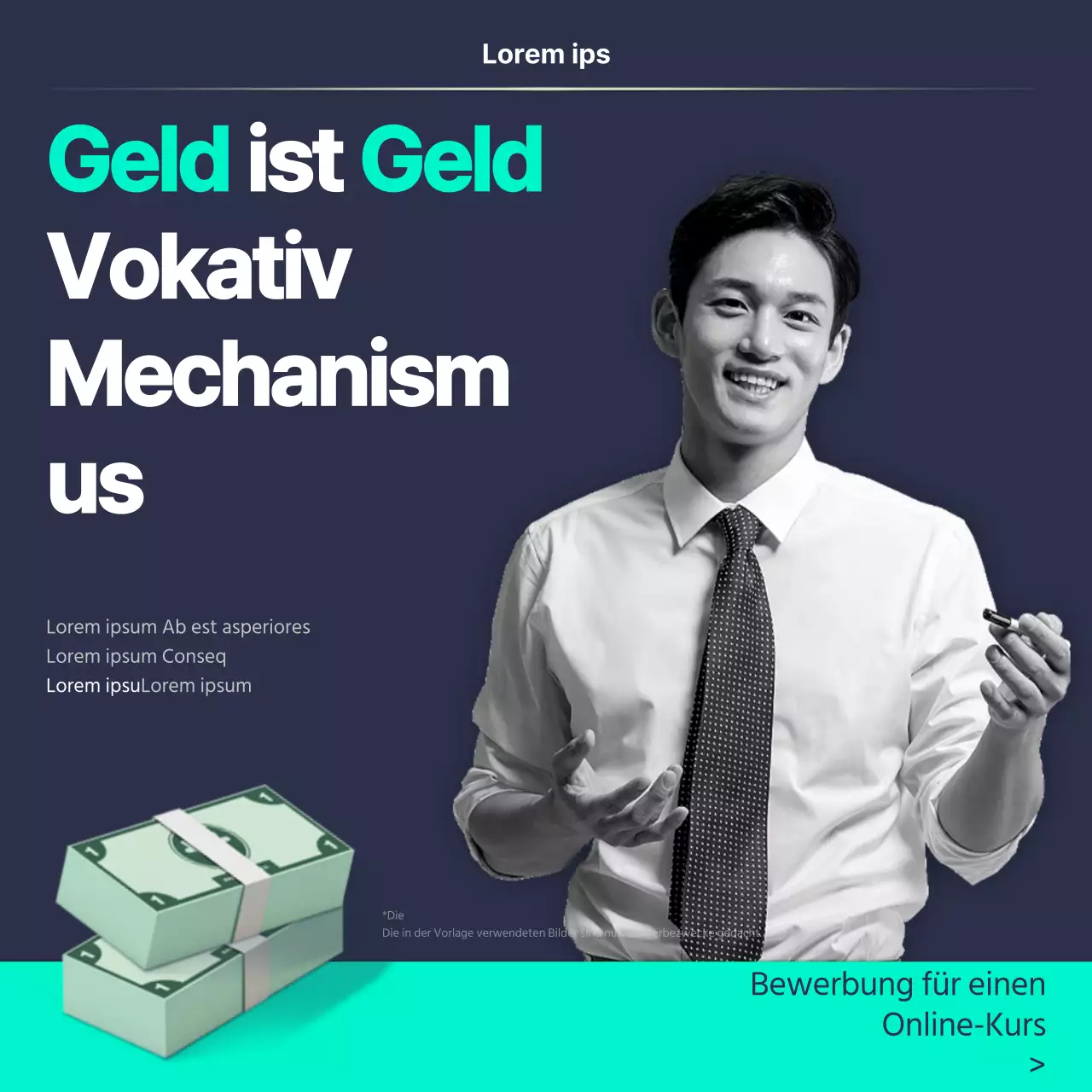 Navy Mint Neat Social Anfänger Finanzielle Bildung CardNews