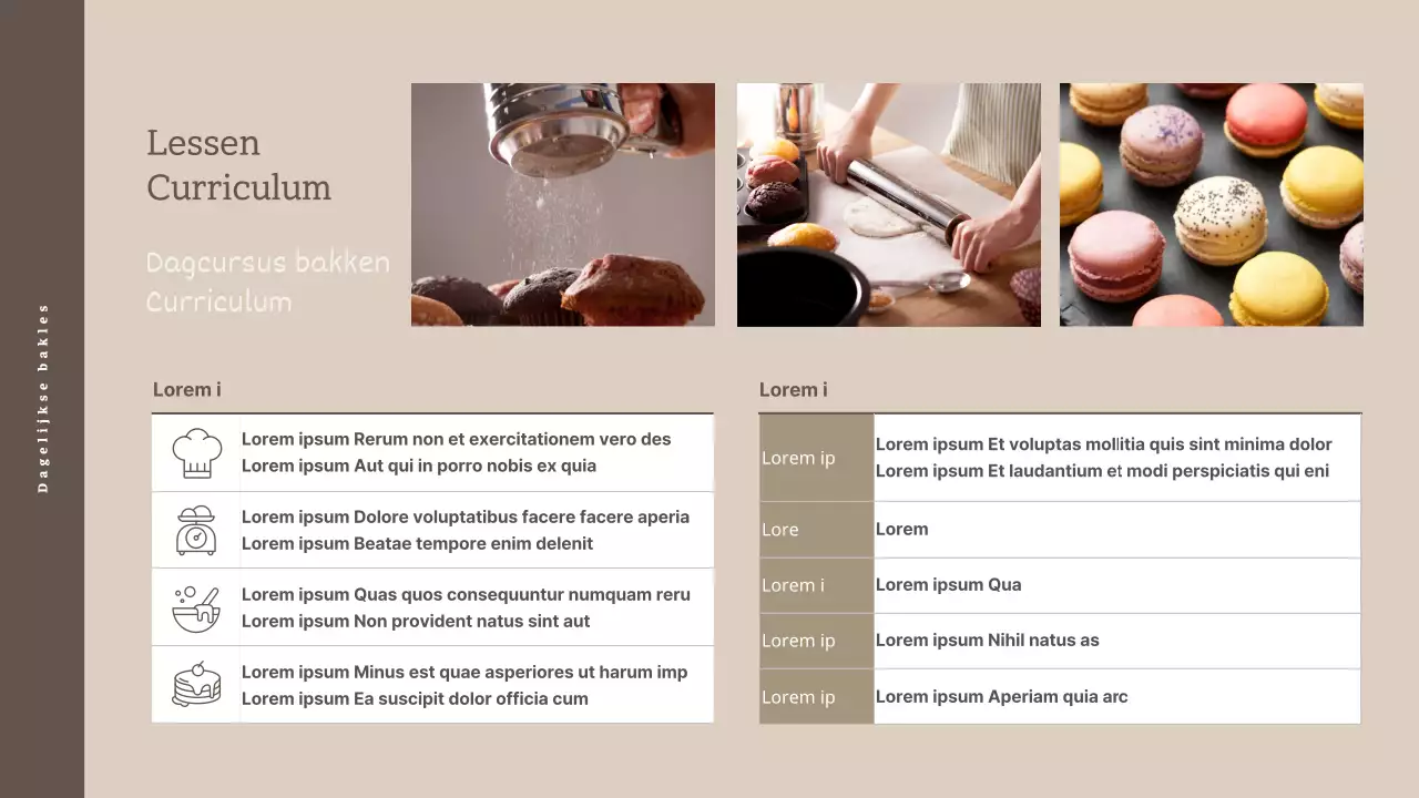 Voorstel voor een eendaagse bakles in beige