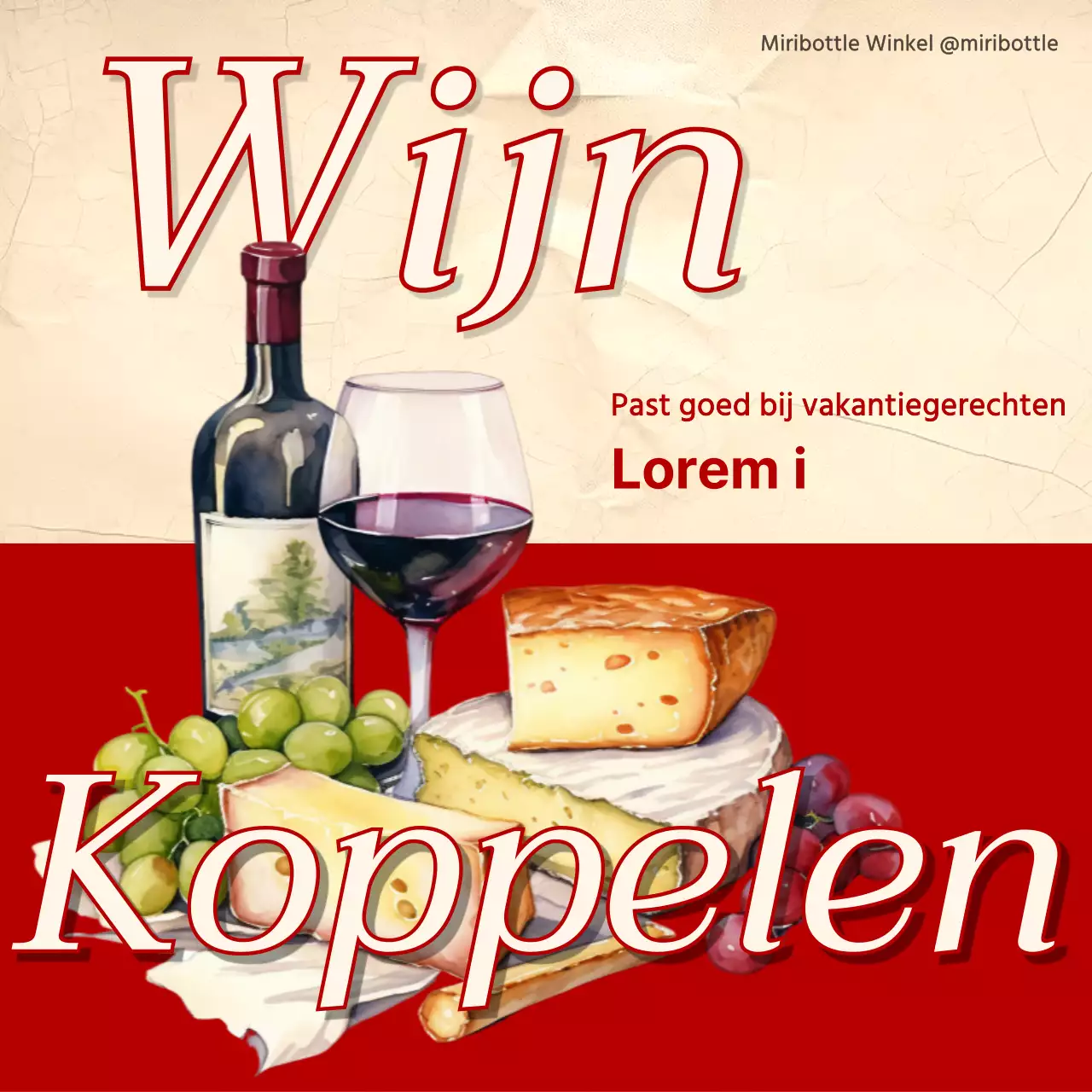 Vintage wijnkoppelpaal met rode en kaki accenten