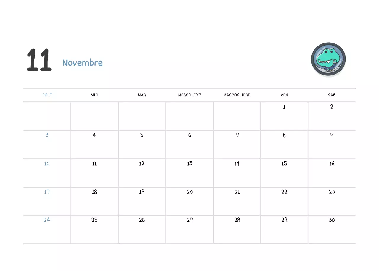 Un calendario con un simpatico concetto di illustrazione di Argo
