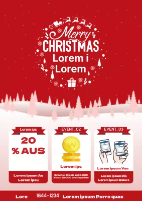 Ein farbenfroher Veranstaltungsflyer für Weihnachten in Rot