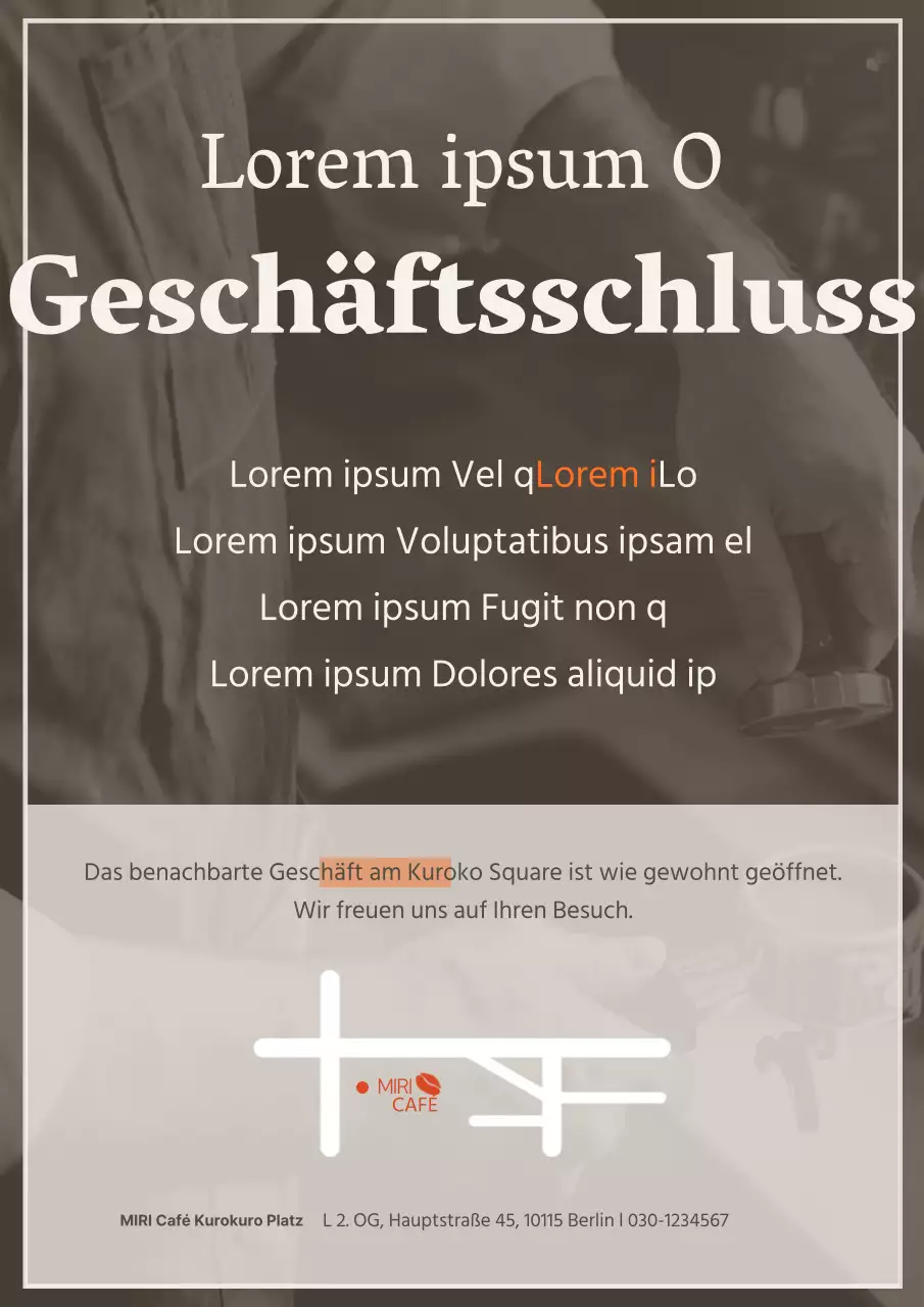 Eine einfache Schlussansage in Braun und Orange