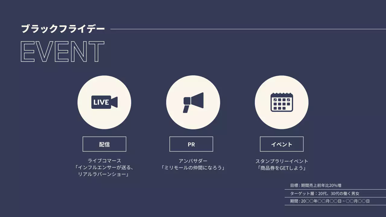 黒 モダン イベント 企画書 プレゼンテーション