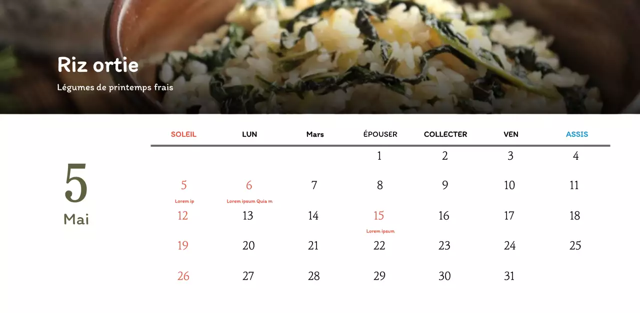 Calendrier des coupons de restaurants coréens traditionnels en beige et marron