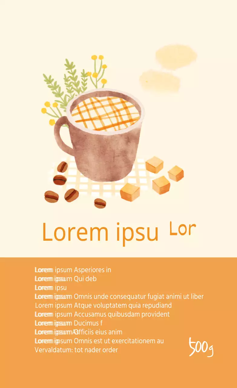 Ivoor-oranje geïllustreerd karamel macchiato poeder