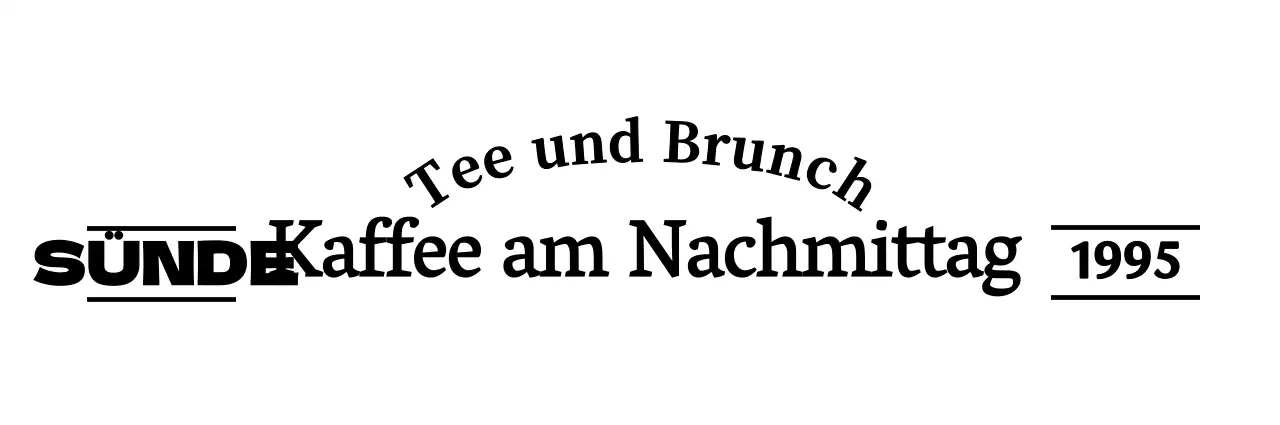 Geschäftsname eines Cafés mit einfachem, emotionalem Text in Schwarz