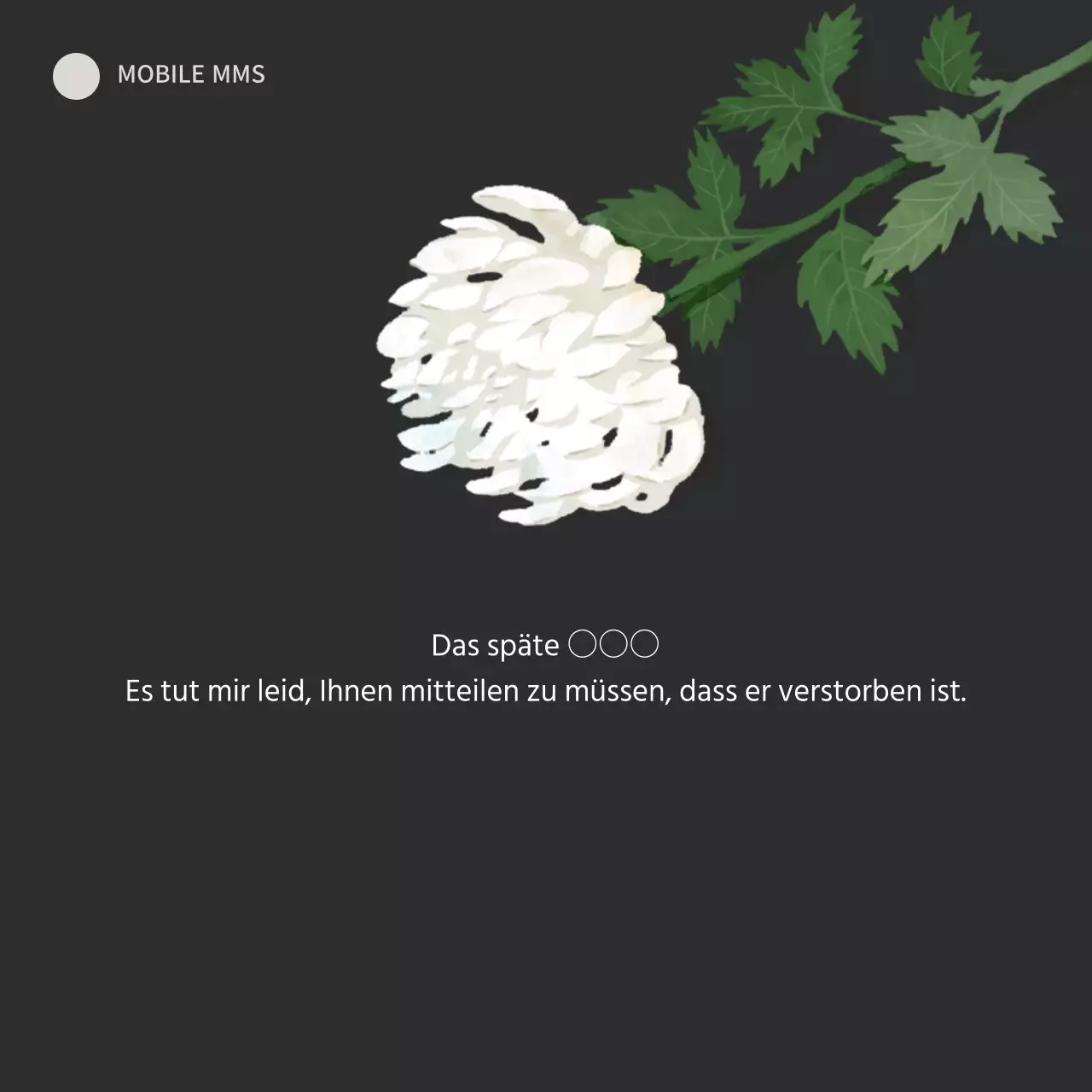 Mobiles Begräbnisbanner in Schwarz und Chrysanthemenblüten