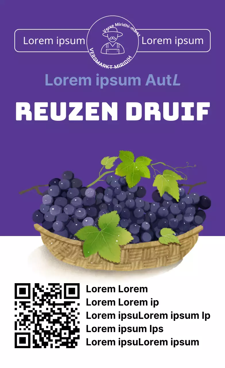 Zomer producten druif illustratie eenvoudige verticale stickers op kleur