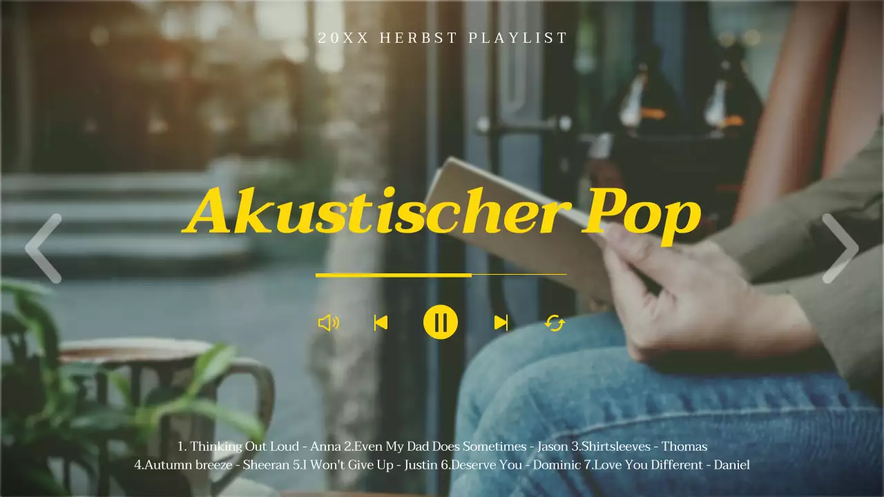 Gelbe herbstliche akustische Pop-emotionale Musik-Playlist