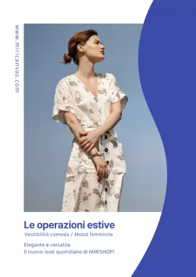 Abiti estivi blu semplici Lookbook Modello a fiori Abiti quotidiani