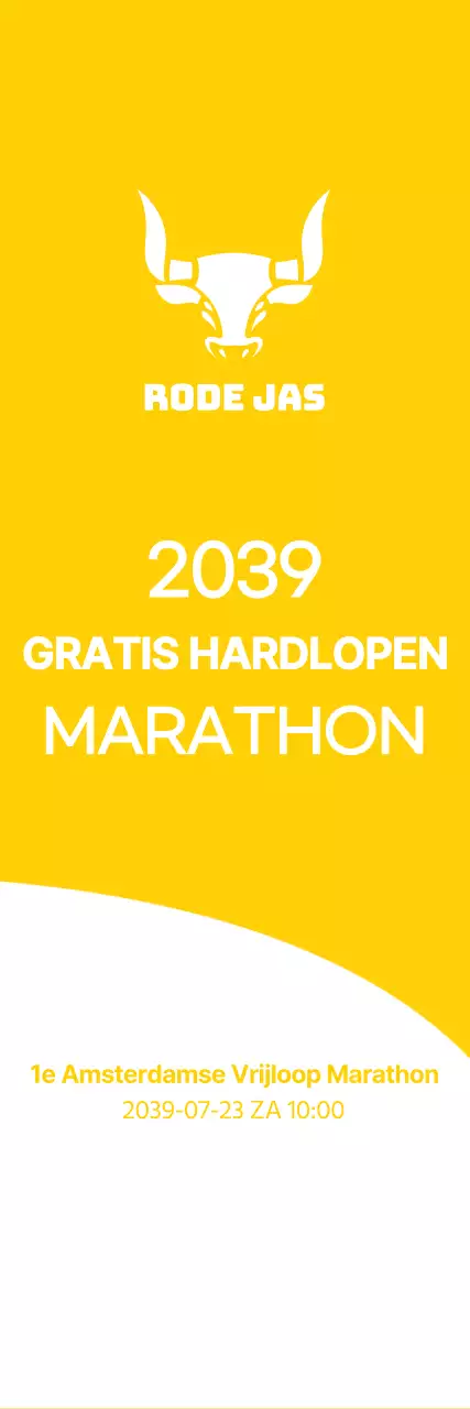 Eenvoudige stijl in geel en wit voor marathoninformatie en promotie