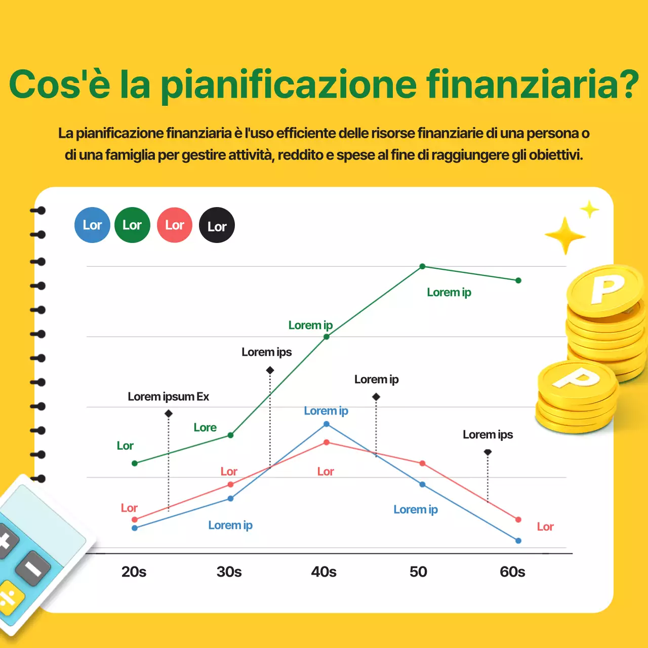 Giallo e verde attività finanziarie pianificazione finanziaria conoscenze informazioni