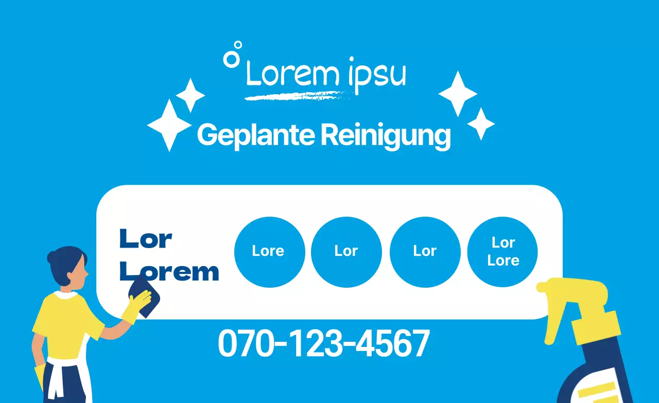 Bewerben Sie Ihren Reinigungsdienst mit einem blauen Illustrationsfoto